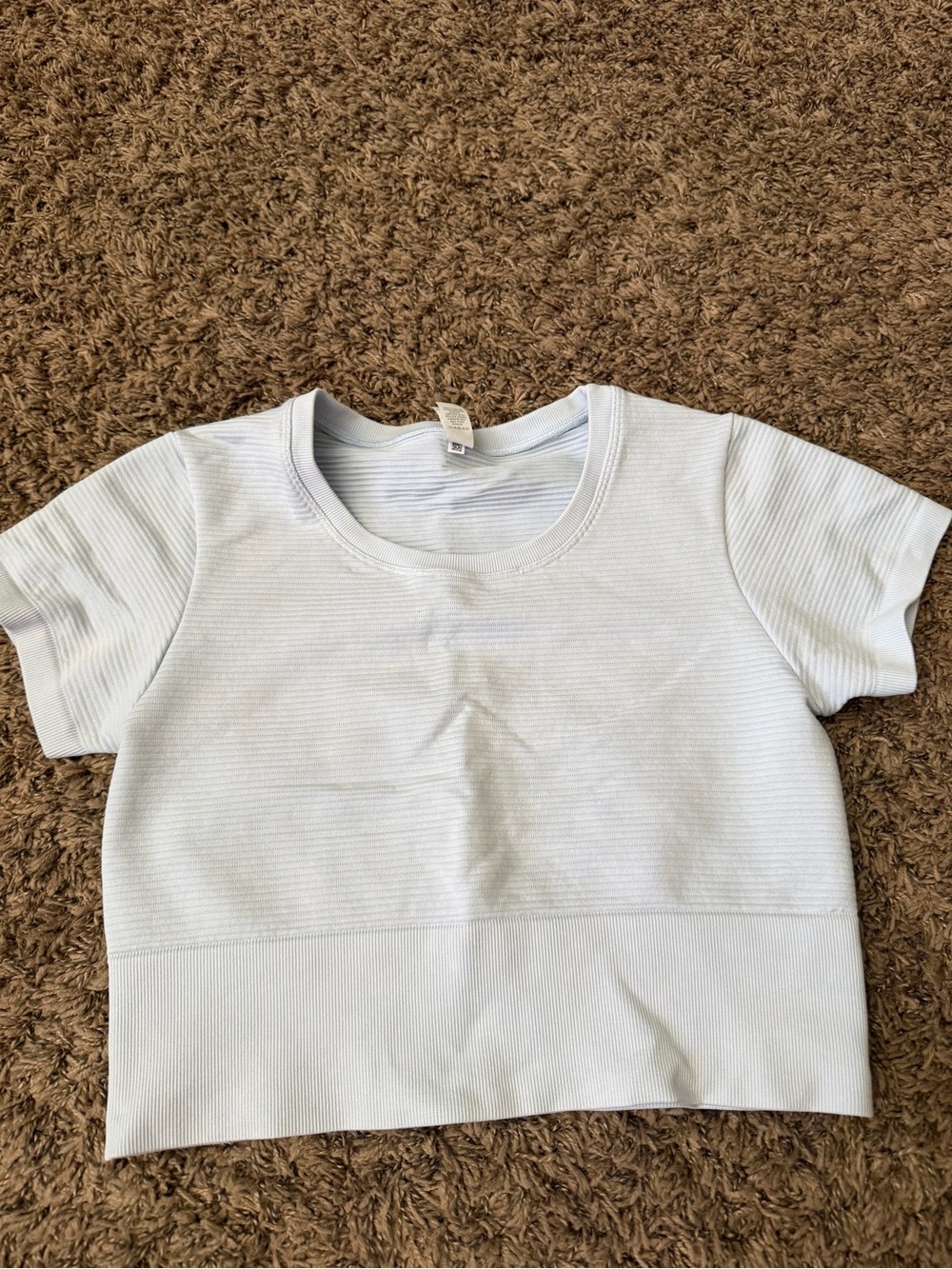 Aerie Light Blue Ribbed Athletic Crop Tee